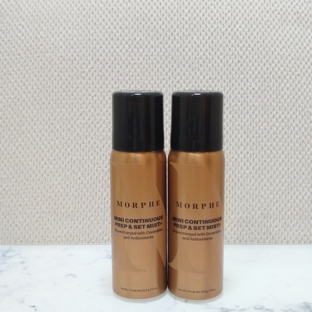 2 Morphe Mini Continuous Prep & Set Mist+ Travel Size 1.3 Oz